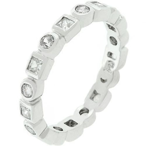 JGI  Rhodium Plated Eternity Stackable Band In Multicolor