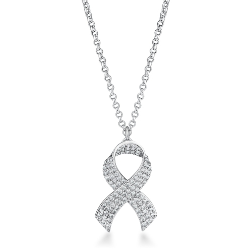 JGI  Plated Cz Pave Ribbon Necklace In Pink