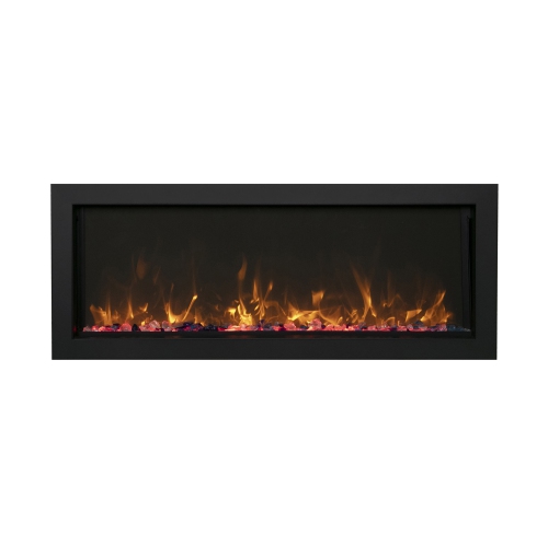 Amantii SYMMETRY 34" SYM-34-OOB-1 Electric Fireplace –Refurbished(Excellent)- Clean Face, Built-in with Log and Glass, & Black Steel Surround by AMANTII - Refurbished condition - Image 2