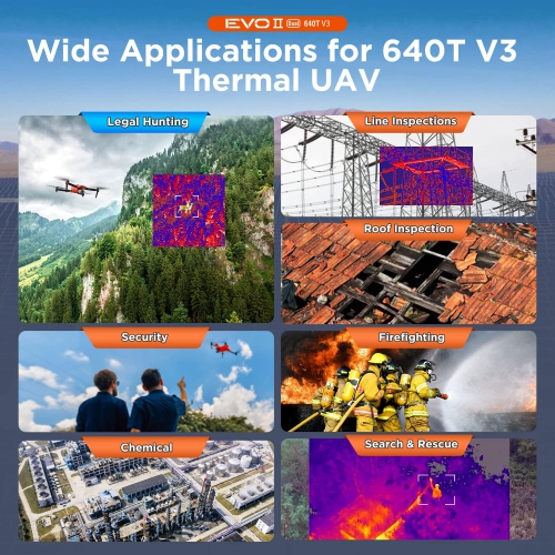 Autel Robotics EVO II Dual 640T Enterprise Bundle V3, 640*512@30fps Thermal Imaging Sensor&8K Visual Camera, 10+ Multiple Temperature Measurement