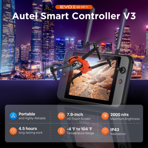 Autel Robotics EVO II Dual 640T Enterprise Bundle V3, 640*512@30fps Thermal Imaging Sensor&8K Visual Camera, 10+ Multiple Temperature Measurement