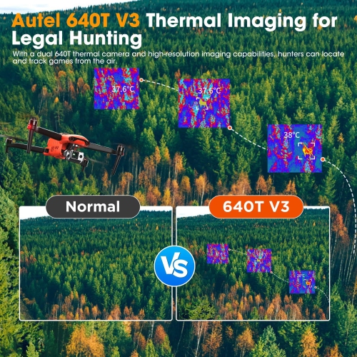 Autel Robotics EVO II Dual 640T Enterprise Bundle V3, 640*512@30fps Thermal Imaging Sensor&8K Visual Camera, 10+ Multiple Temperature Measurement
