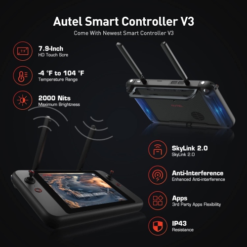Autel Robotics EVO II Pro Enterprise V3, 6K 1" CMOS Sensor, 15KM Video Transmission, 42Mins Flight, ADS-B Receiver, Expanded Accessories