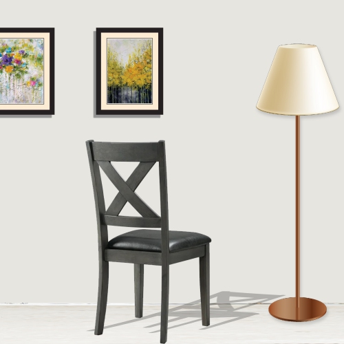 Cosmic Homes 7 Pc Wooden Dining Table Set for 6 Grey Spacious & Stylish Kitchen Table & Dining Chair Set of 6 X Design Back | Grey