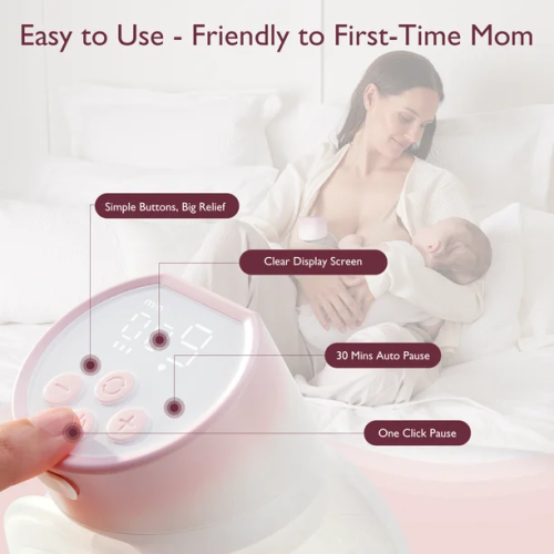 Momcozy S12 Pinky Pro Hands Free Breast Pump, Electric Wearable Breast Pump, 3 Modes & 9 Levels Electric Pump Portable, Smart Display, 24mm