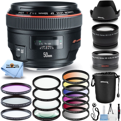 CANON  Ef 50MM F/1.2L Usm Lens (Black) 1257B002 Mega All You Need Filter Bundle