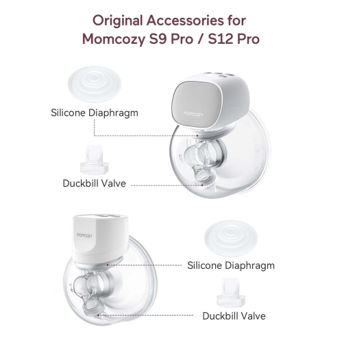 Momcozy Duckbill Valves & Silicone Diaphragm Compatible with Momcozy S9 Pro/S12 Pro. Original Momcozy S9 Pro/S12 Pro Breast Pump Replacement