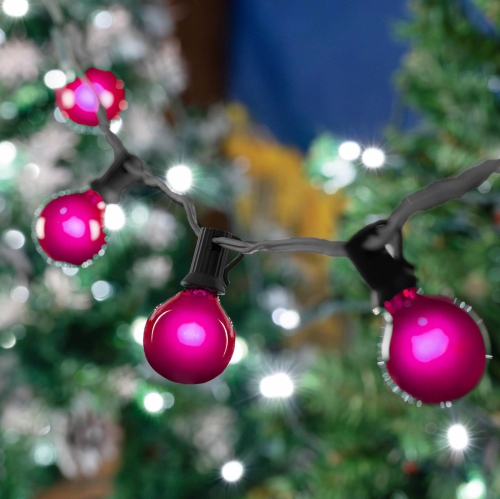 G40 Patio String Lights with 25 Clear Globe Bulbs – Outdoor String Lights – Market Bistro Café Hanging String Lights – Patio Garden Umbrella Globe