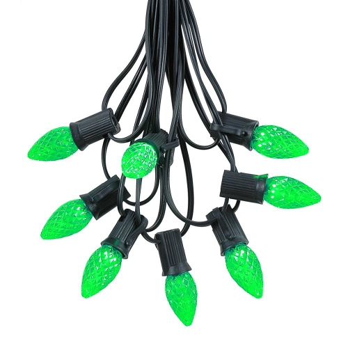 Novelty Lights 25 Foot C7 LED Outdoor Lighting Patio Christmas String Lights, Black Wire, 25 Bulbs