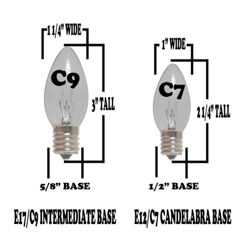 Novelty Lights C7 Christmas Lights Set - Indoor/Outdoor Christmas Light String Hanging Christmas Lights - Outdoor Patio String Lights - Black Wire -