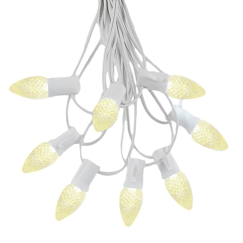 Novelty Lights 25 Foot C7 LED Outdoor Lighting Patio Christmas String Lights, White Wire, 25 Bulbs