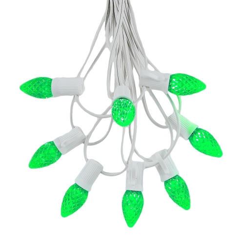 Novelty Lights 25 Foot C7 LED Outdoor Lighting Patio Christmas String Lights, White Wire, 25 Bulbs