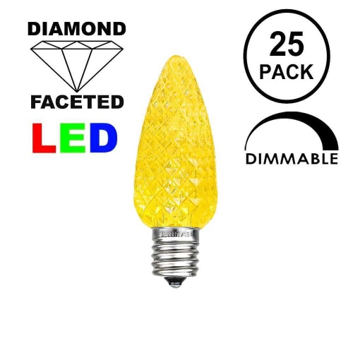 Novelty Lights 25 Foot C7 LED Outdoor Lighting Patio Christmas String Lights, White Wire, 25 Bulbs