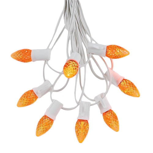 Novelty Lights 25 Foot C7 LED Outdoor Lighting Patio Christmas String Lights, White Wire, 25 Bulbs