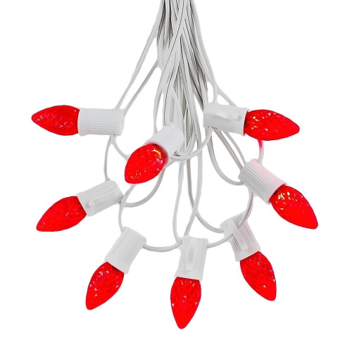 Novelty Lights 25 Foot C7 LED Outdoor Lighting Patio Christmas String Lights, White Wire, 25 Bulbs