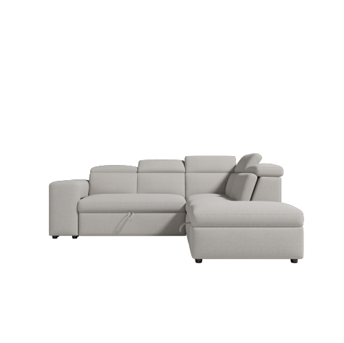 Valencia Finn Fabric Sectional Sofa Bed With Storage Ottoman & 2 Stools Right Hand Storage, Light Grey