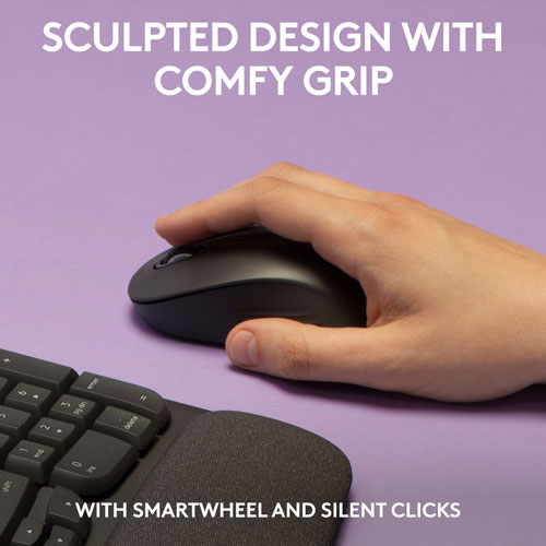 Ensemble avec clavier ergonomique sans fil et souris optique sans fil Wave Keys MK670 de Logitech - Graphite - Français