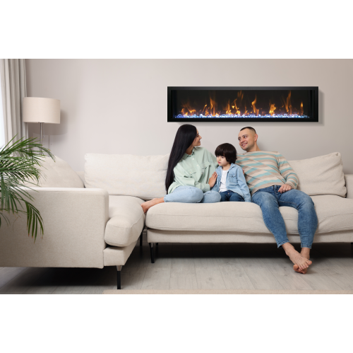 Amantii BI-30-XTRASLIM-OOB-2 Indoor or Outdoor Built- Refurbished(Fair) - In only Electric Fireplace with black steel surround by AMANTII - Refurbished condition - Image 5