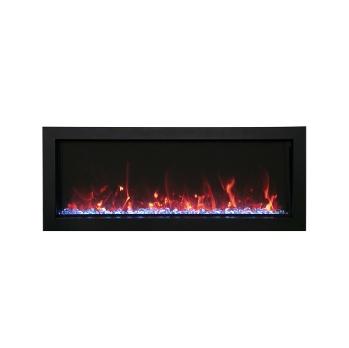 Amantii BI-40-XTRASLIM-OOB-1 - Refurbished(Good)-Indoor or Outdoor Built-In only Electric Fireplace with black steel surround by AMANTII - Refurbished condition - Image 2