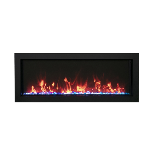 Amantii BI-40-XTRASLIM-OOB-1 - Refurbished(Good)-Indoor or Outdoor Built-In only Electric Fireplace with black steel surround by AMANTII - Refurbished condition - Image 4
