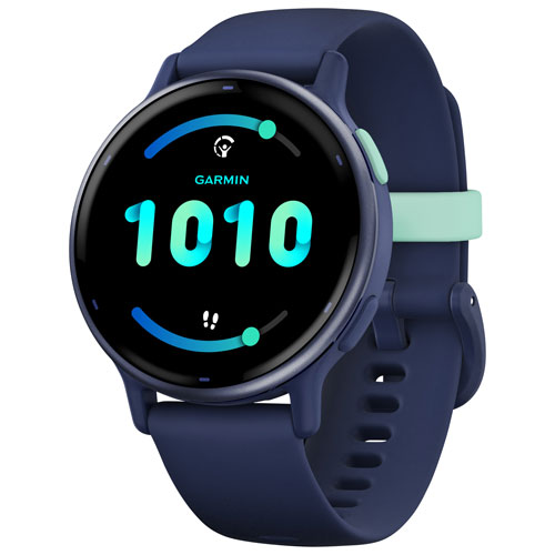 Montre intelligente Bluetooth de 42 mm vivoactive 5 de Garmin - Bleu marine