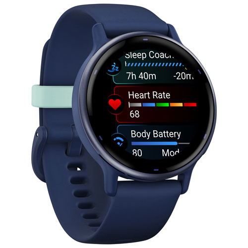 Montre intelligente Bluetooth de 42 mm vivoactive 5 de Garmin - Bleu marine
