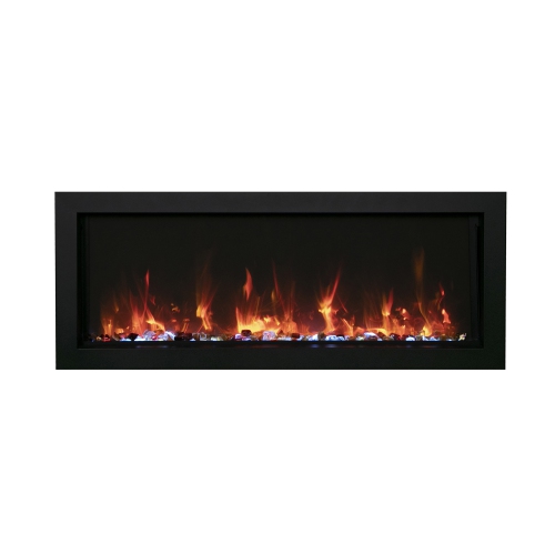 AMANTII  Bi-40-Slim-Od-Oob-1 Electric Fireplace –Refurbished(Excellent)- Built-In Only With Steel Surround In Black