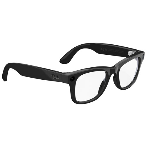 Ray-Ban | Meta Wayfarer Glasses with AI, Photo, Video, Audio & Messaging - Shiny Black/Clear