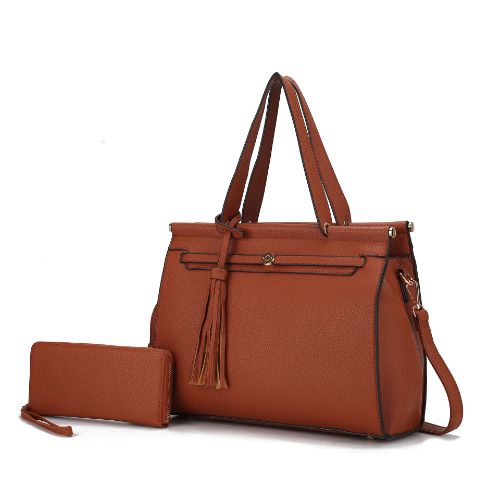 MKF Collection Shelby Vegan Leather Women’s Satchel Bag with wallet -2 pieces by Mia K