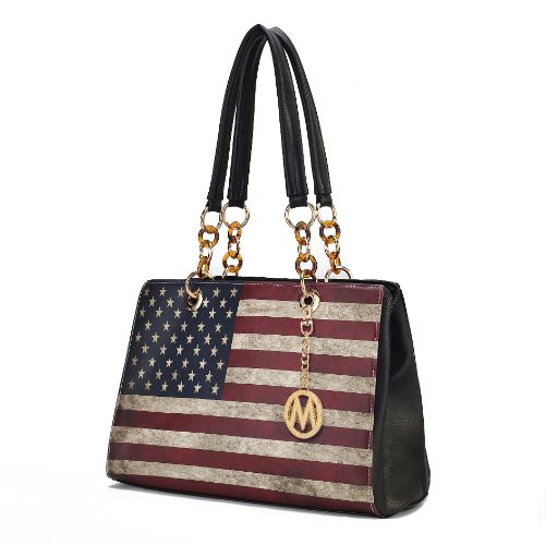 MKF Collection Nevaeh Vegan Leather patriotic pattern Women’s Shoulder Bag by Mia K