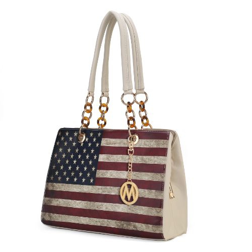 MKF Collection Nevaeh Vegan Leather patriotic pattern Women’s Shoulder Bag by Mia K