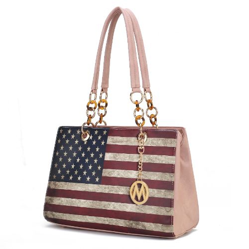 MKF Collection Nevaeh Vegan Leather patriotic pattern Women’s Shoulder Bag by Mia K