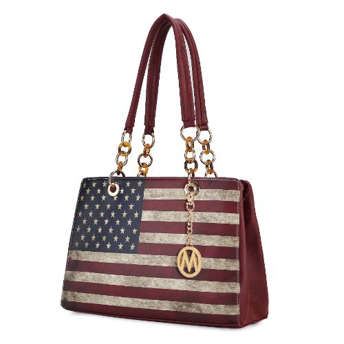 MKF Collection Nevaeh Vegan Leather patriotic pattern Women’s Shoulder Bag by Mia K