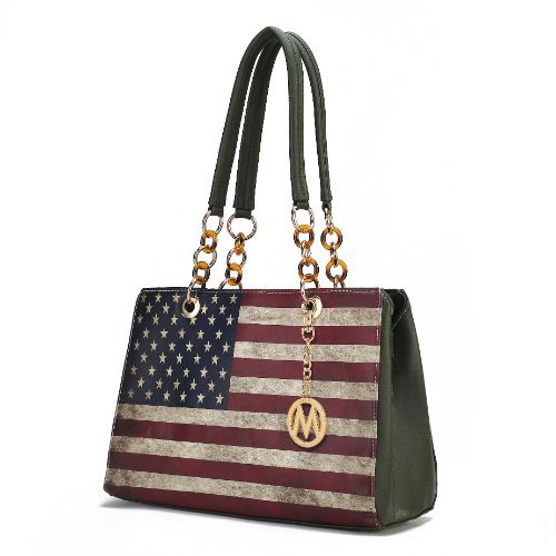 MKF Collection Nevaeh Vegan Leather patriotic pattern Women’s Shoulder Bag by Mia K