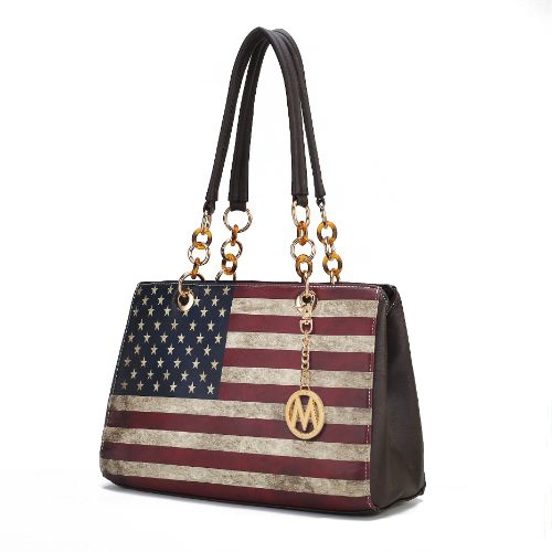 MKF Collection Nevaeh Vegan Leather patriotic pattern Women’s Shoulder Bag by Mia K