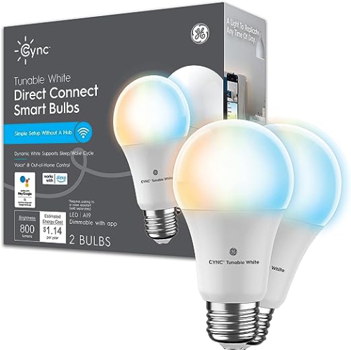 Open Box) - GE CYNC Smart LED Light Bulbs, Tunable White, Bluetooth and  Wi-Fi Lights, Works with Alexa and Google Home, A19 Light Bulbs (2 Pack)