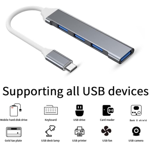 TEDLIN  USB C Hub USB C to USB Hub High Speed w 4 Port Aluminum Dongle USB Type C Adapter Compatible w Macbook Pro/air Ipad Surface Cell Phones And