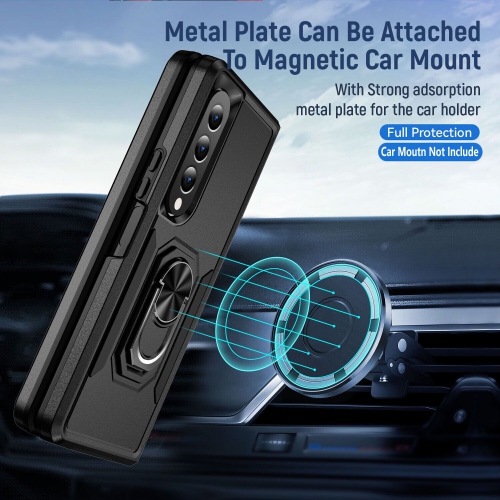 [CSmart] antichoc robuste étui magnétique rigide avec support à anneau pour Samsung Galaxy Z Fold 5, violet