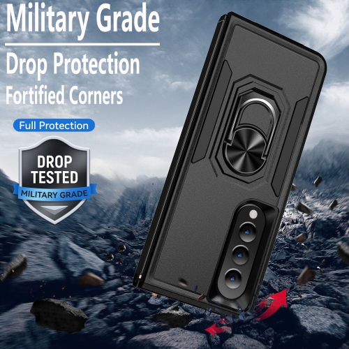 [CSmart] antichoc robuste étui magnétique rigide avec support à anneau pour Samsung Galaxy Z Fold 5, rouge