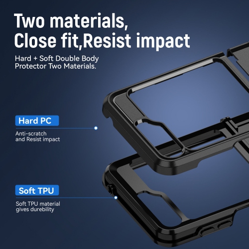[CSmart] Étui rigide double couche Armor Rubber Armor Bumper pour Samsung Galaxy Z Flip 5, noir