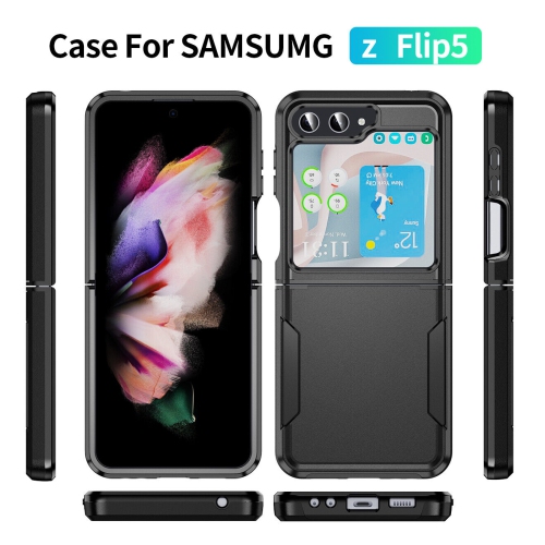 [CSmart] Étui rigide double couche Armor Rubber Armor Bumper pour Samsung Galaxy Z Flip 5, noir