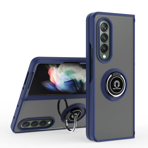 【CSmart】 Anti-Drop Rubberized Hybrid Magnetic Armor Case with Ring Holder for Samsung Galaxy Z Fold 5, Navy