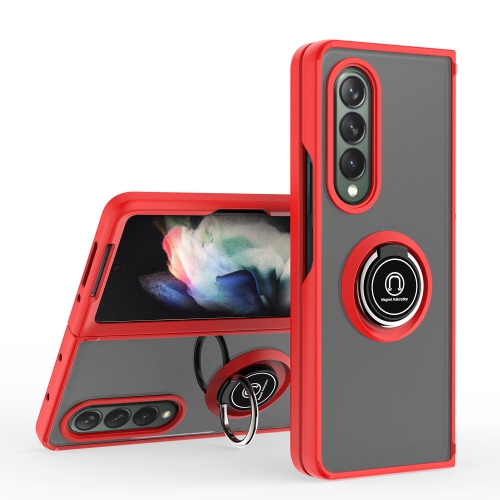 【CSmart】 Anti-Drop Rubberized Hybrid Magnetic Armor Case with Ring Holder for Samsung Galaxy Z Fold 5, Red