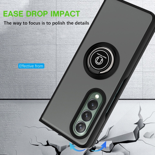 【CSmart】 Anti-Drop Rubberized Hybrid Magnetic Armor Case with Ring Holder for Samsung Galaxy Z Fold 5, Red