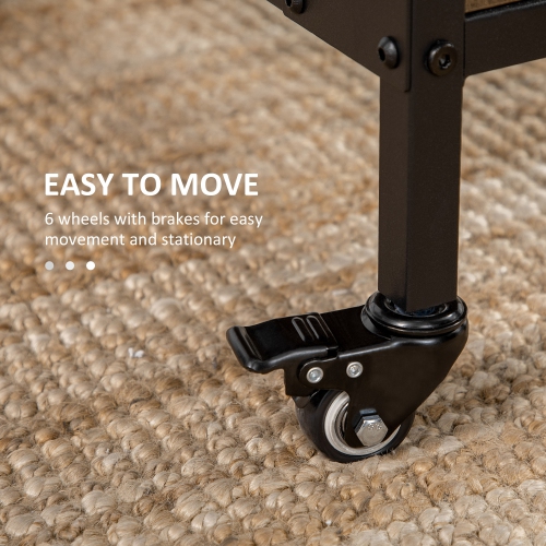 HOMCOM 51" Folding Dining Table for 6, Mobile Drop Leaf Table, Extendable Kitchen Table with Storage Shelf and 6 Wheels for Small Spaces, Distressed