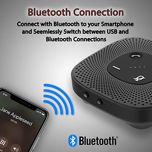 CA Essential Speakerphone SP-2000 USB and Bluetooth Speakerphone, Clear Sound, 360 Degree Noise Cancelling Microphone with 3m Range, 66 Ft BT