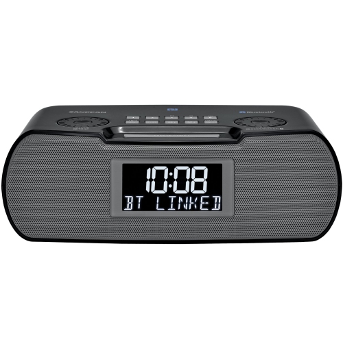 RCR-20 FM-RDS AM/Bluetooth/entrée auxiliaire/USB téléphone chargement radio-réveil numérique avec batterie de secours, noir