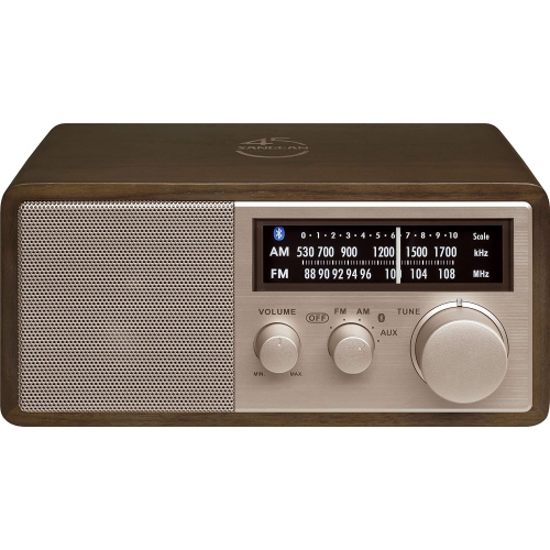 Sangean WR-16 45th Anniversary Special Edition AM/FM Wooden Cabinet Radio with Bluetooth, Rose Gold/Dark Walnut