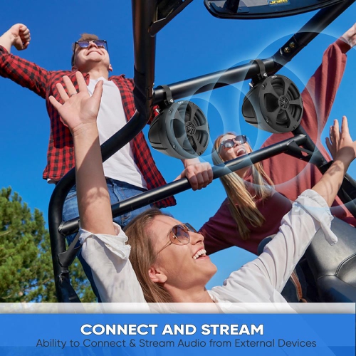 5.25'' Waterproof Marine Speakers + 2 Ch. Rated Amplifier - ATV, UTV, 4x4, Jeep, Wired RCA, for Boat Stereo Speaker & Other Watercraft