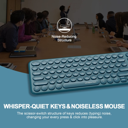 Wireless Keyboard and Mouse, Compact Full Size Cute Keyboard Retro Round Keycap - 2.4GHz Ultra-Slim Quiet Aesthetic Keyboard for Laptop iMac Windows